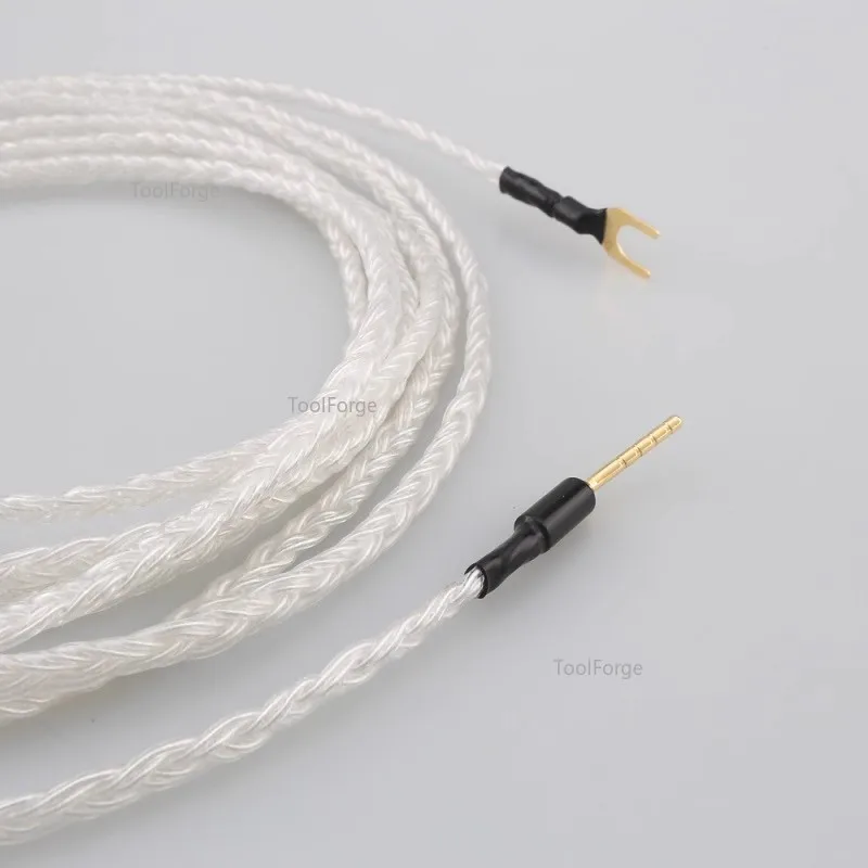 6 Cores Braid 5N Sterling Pure Silver LP Vinyl Audiophile Hifi Audio Cable Amplifier Ground Wire Male To Male Red Copper Y Plug