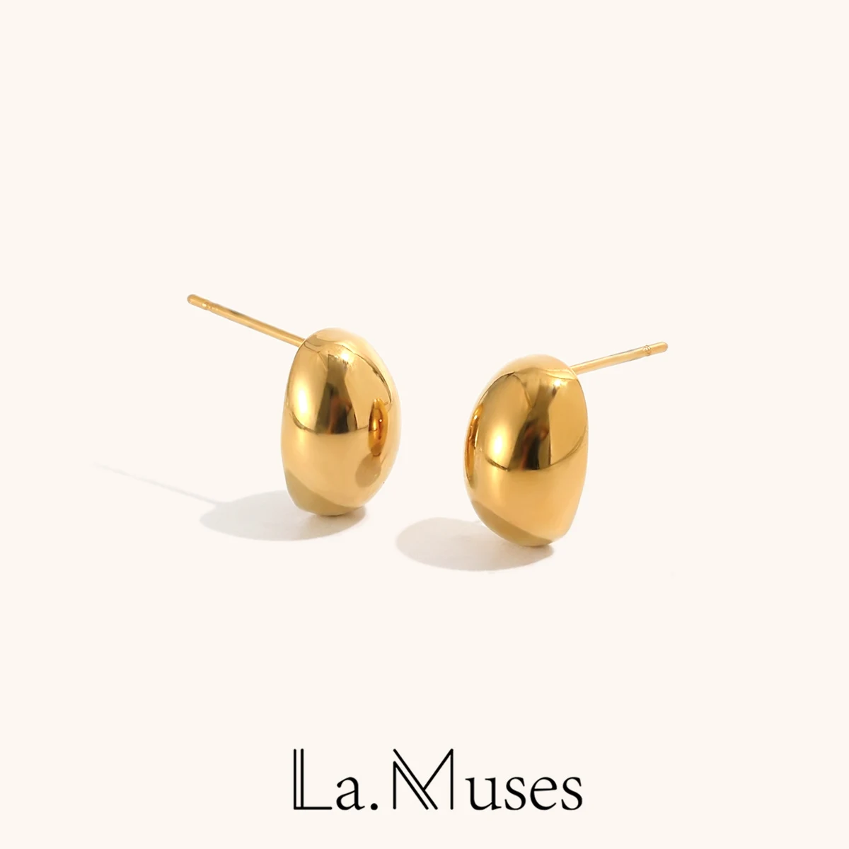 La.Muses Minimalism Hollow Out Hemisphere Stainless Steel Rings For Women Gold Texture Metal Jewelry Femme Gift