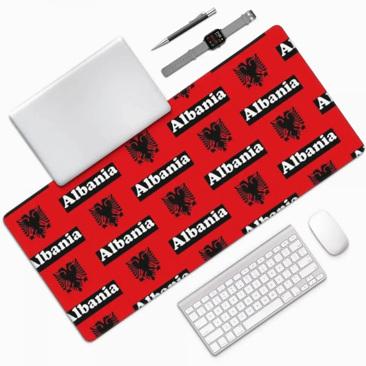 Bandeira da albânia (2) mouse pad grande, teclado de computador, mouse pad para jogos, pc, laptop, mesa, acessórios de escritório, tapetes de mesa