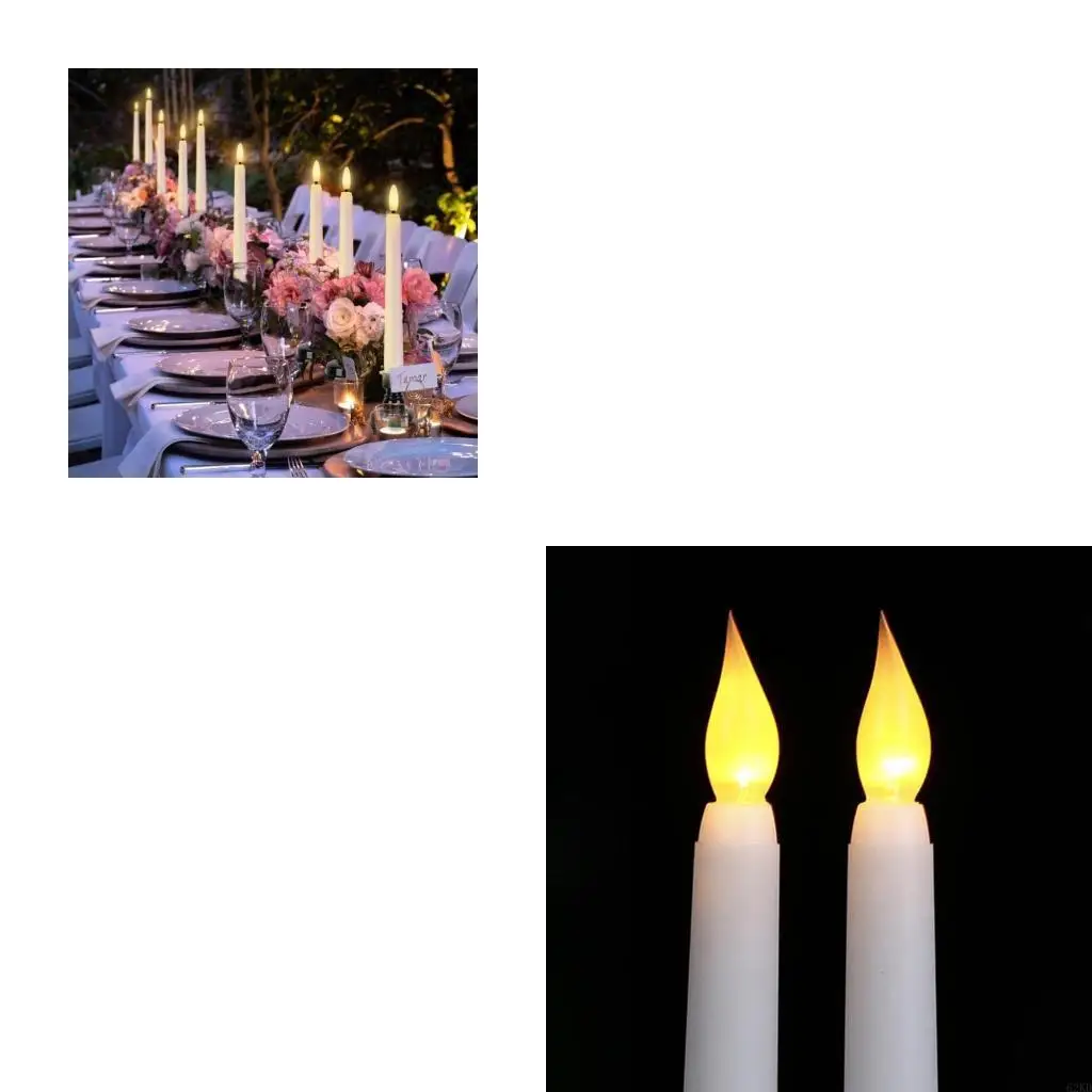 62KD 5pcs Flickering LED Plastic Flameless Long Taper Light for Event