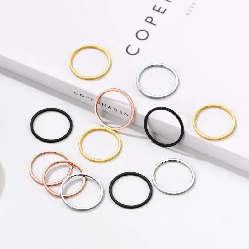Jewelry Sets Stainless Steel 1mm Rings Simple Ring for Women Men Wedding Band Couples Jewelry Accessories