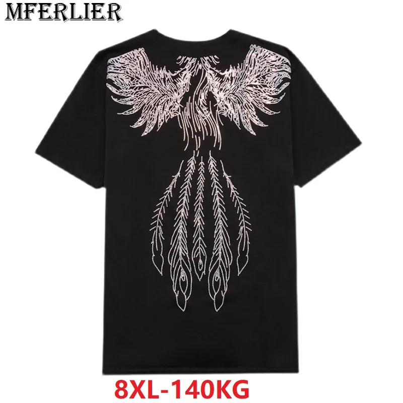 

mferlier summer men chic fashion tshirt short sleeve plus size 8XL wing loose hip hop tees tops