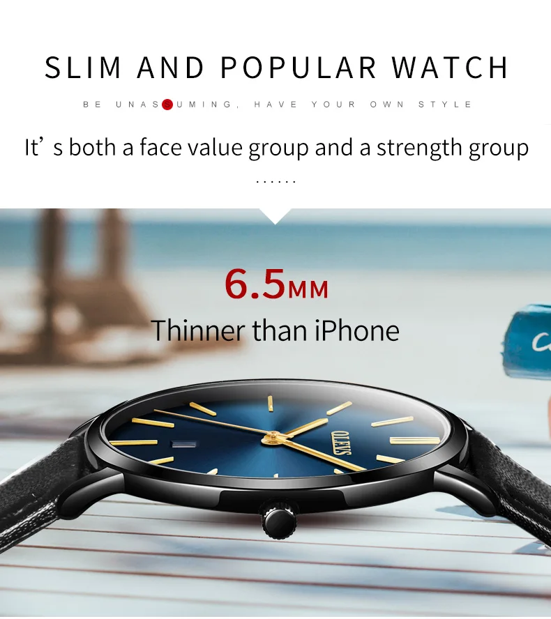 Original OLEVS Quartz Watch for Men Waterproof Men's Watch 6.5mm Ultra Thin  Date Leather Strap Wristwatch Men Business Watch