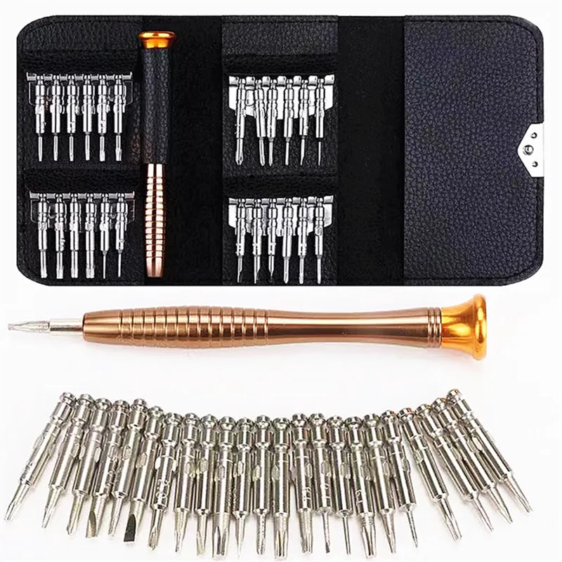 25 IN 1 Mini Precision Screwdriver Set Bag Magnetic Handle Multi Bits Kit Pocket Carry Repair Tool for iPhone Phone Watch Clock