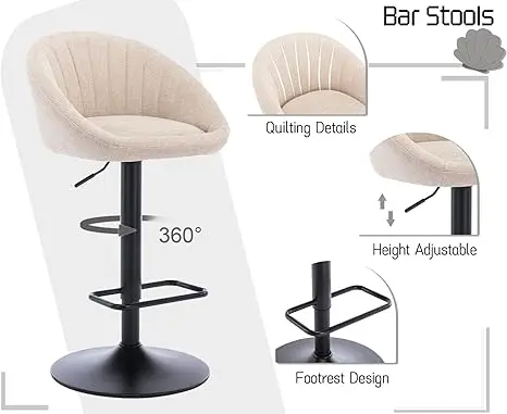 2 sets of bar stools, fabric bar chairs with adjustable legs, kitchen high chairs, bar stools with footrests, bar/kitchen, Marro