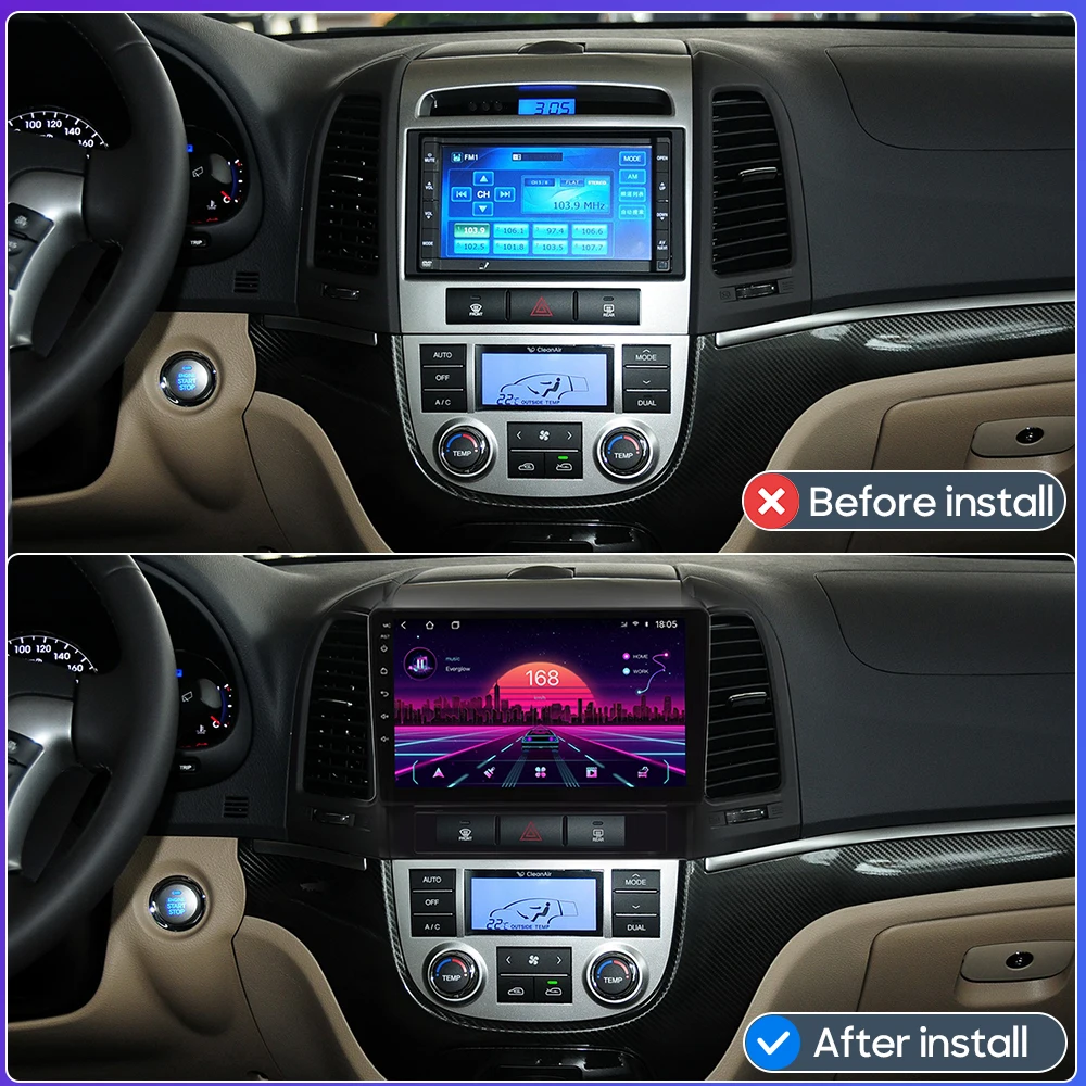 Android Auto Head Unit For Hyundai Santa Fe 2 2006 - 2012 Car Multimedia Radio Video Player Audio Screen Navigation GPS 2din BT