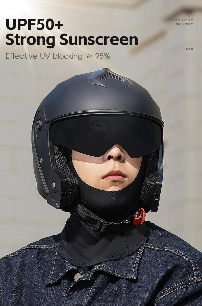 WEST BIKING Ice Silk Full Face Balaclava UPF50+Sun Protection Neck Guard Cycling Mask Breathable Quick Dry Headgear with Glasses
