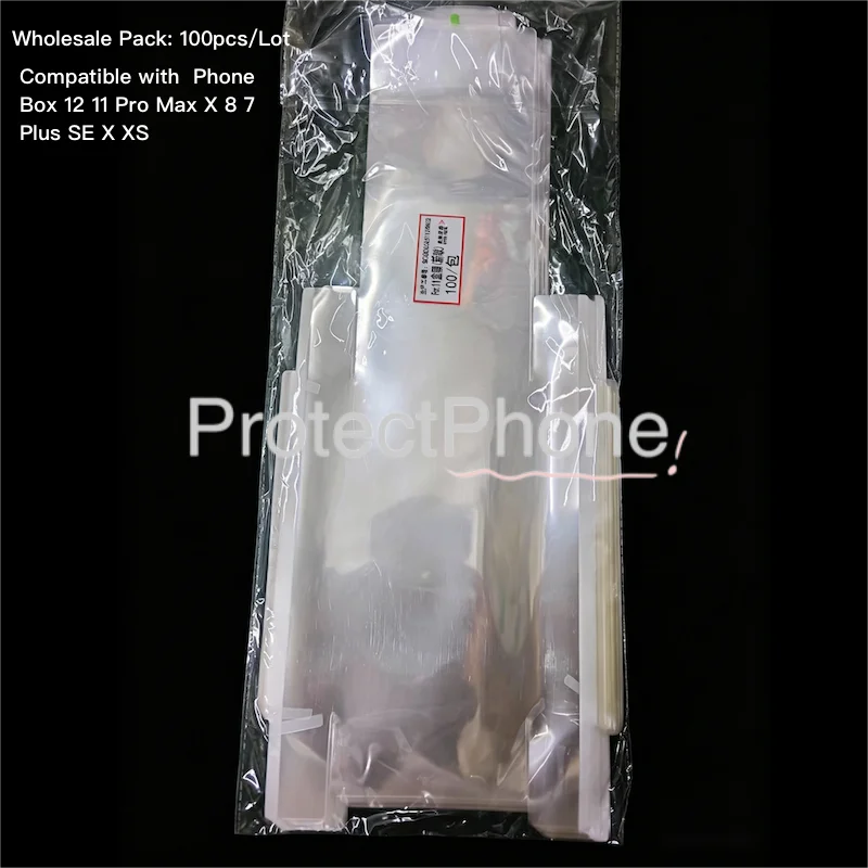 100pcs Plastic Seal Film Box Packaging Envelope Membrane Tamper Proof Wrap Around Sticker For 12 11 Pro Max X 8 7 Plus SE X XS