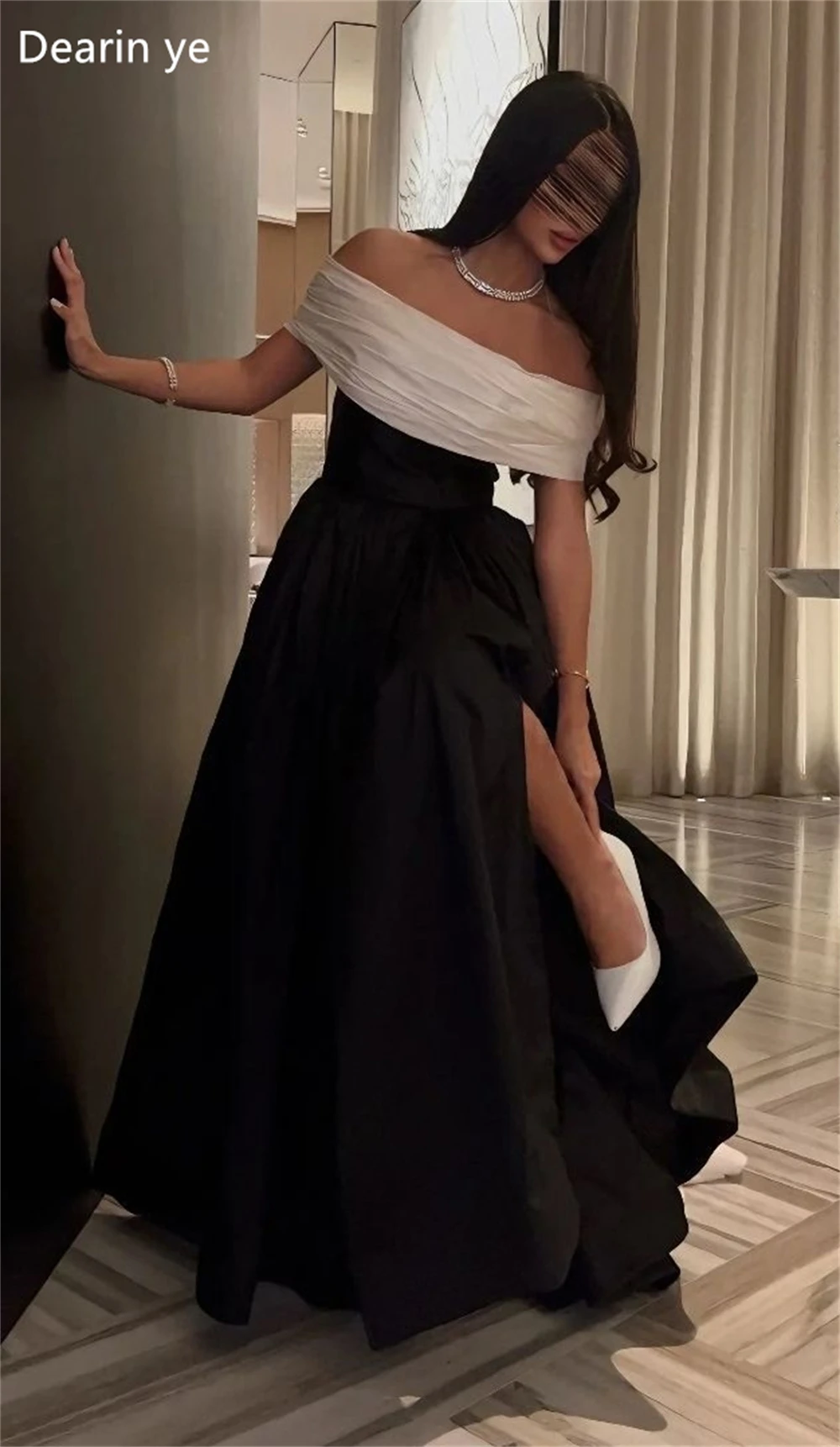 Customized Saudi Arabia Prom Gown Dearin Off-the-shoulder A-line Floor Length Skirts Ribbon Bespoke Occasion Dresses Evening For