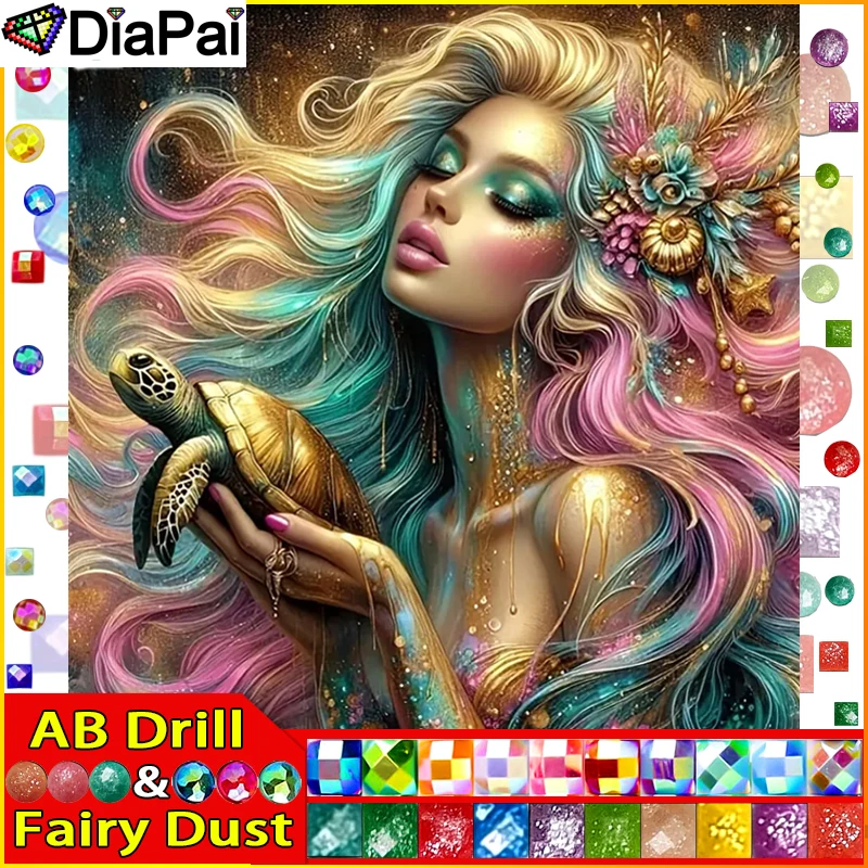 

DIAPAI Fairy Dust AB Full Diamond "Woman Flower" DIY 5D Diamond Painting Cross Stitch Home Decor Picture Of Rhinestone Handmade