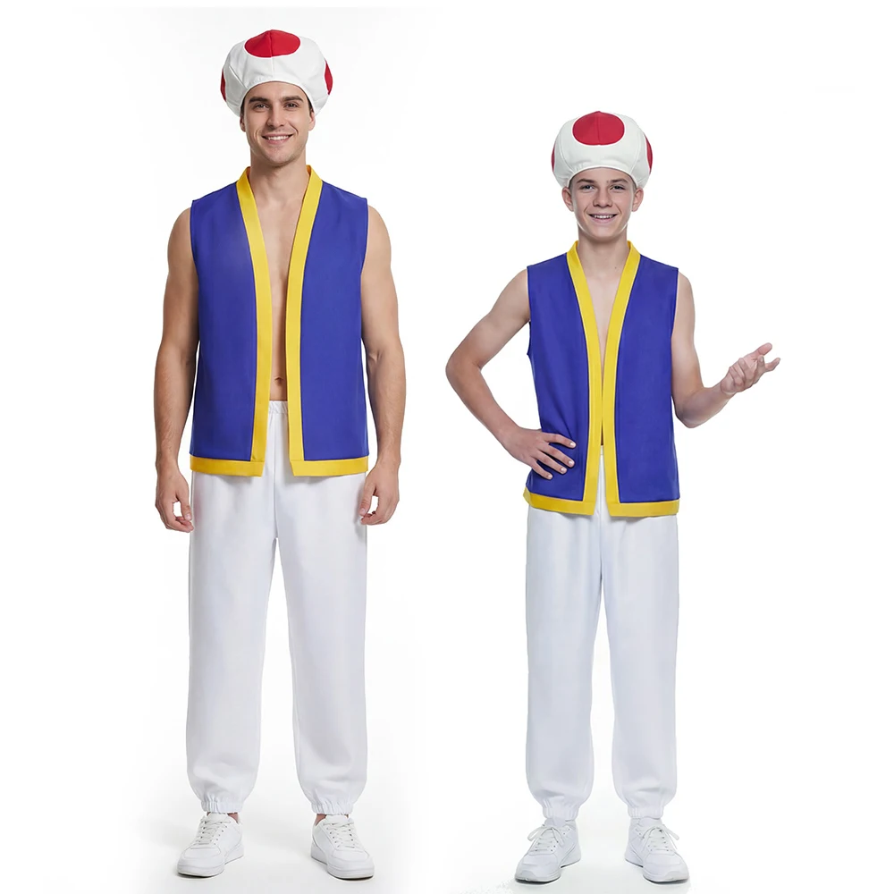 Disfraz de Cosplay de Toad de la Película, Disfraz de Personaje de Super Mario Bros para Niños y Adultos, Traje para Ocasiones Especiales, Sombrero de Manga, Chaqueta, Takerlama