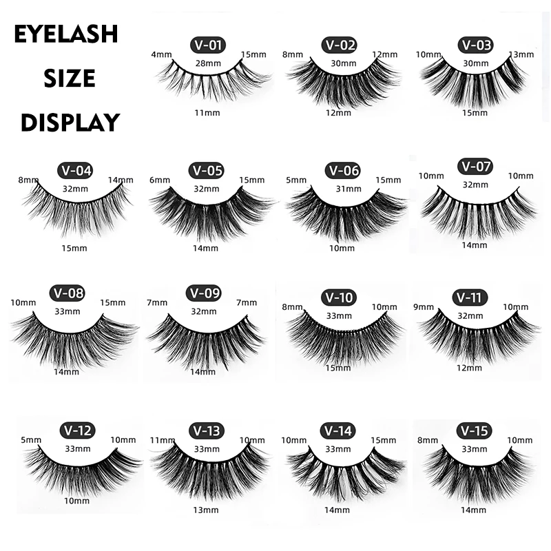 Color V series bottom card package 12-18mm imitation mink hair false eyelashes naturally slender long