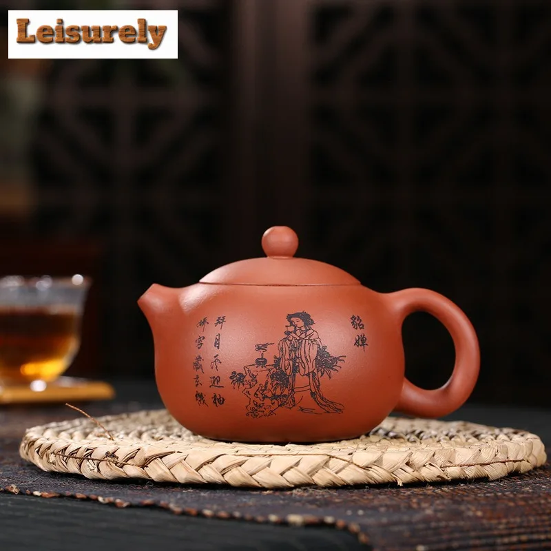 300ml Exquisite Yixing Purple Clay Teapots Handmade Xishi Pot Raw Ore Qingshui Mud Kettle Chinese Zisha Tea Set Collection Craft