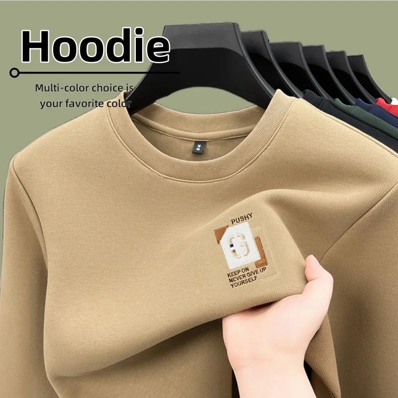

Men Clothing New in Sweatshirts Spring and Autumn Water Ripple Round Neck Embroidery Hoodies Sweatshirts Pullover Sports Suits