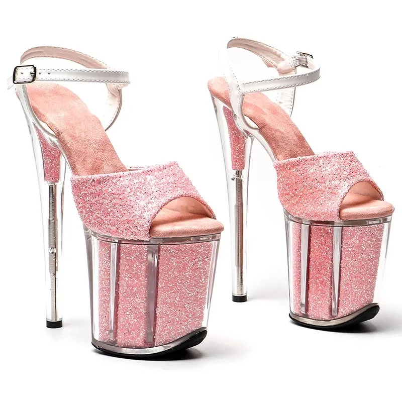 

20cm/8inches Shiny Glitter PU Upper Electroplate Platform High Heel Sandals Sexy Model Shoes Pole Dance Shoes 292