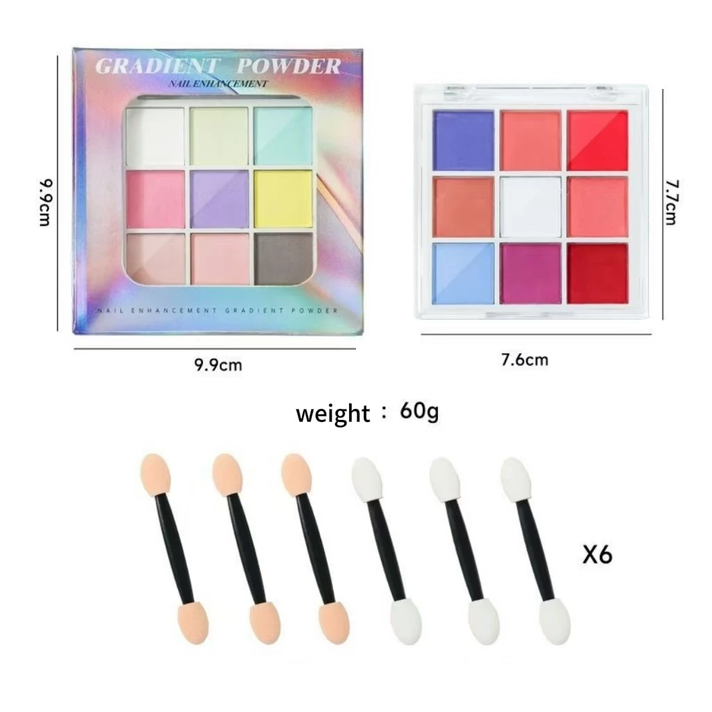 9가지 색상 솔리드 패팅 네일 파우더 UV 폴리쉬 데코레이션 쉬머 파인 글리터 그라데이션 매트 패트 패트 매니큐어 폴리쉬 데코 파우더