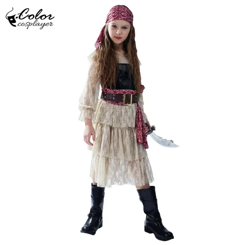 

Детский костюм на Хэллоуин, платья для косплея пирата для девочек, детские праздничные вечерние забавные наряды, одежда для выступлений на сцене