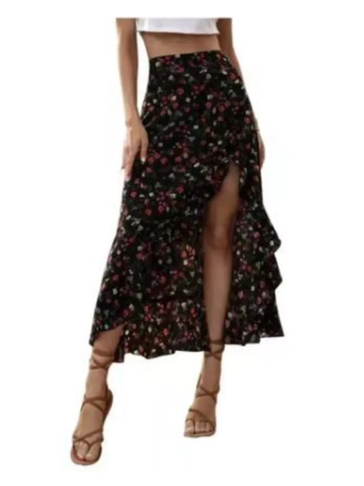 MsChuh Summer Skirt For Woman New Flower Printed Sexy Simple Style All-match Elegant Temperament Comfortable Fashion Casual Slim