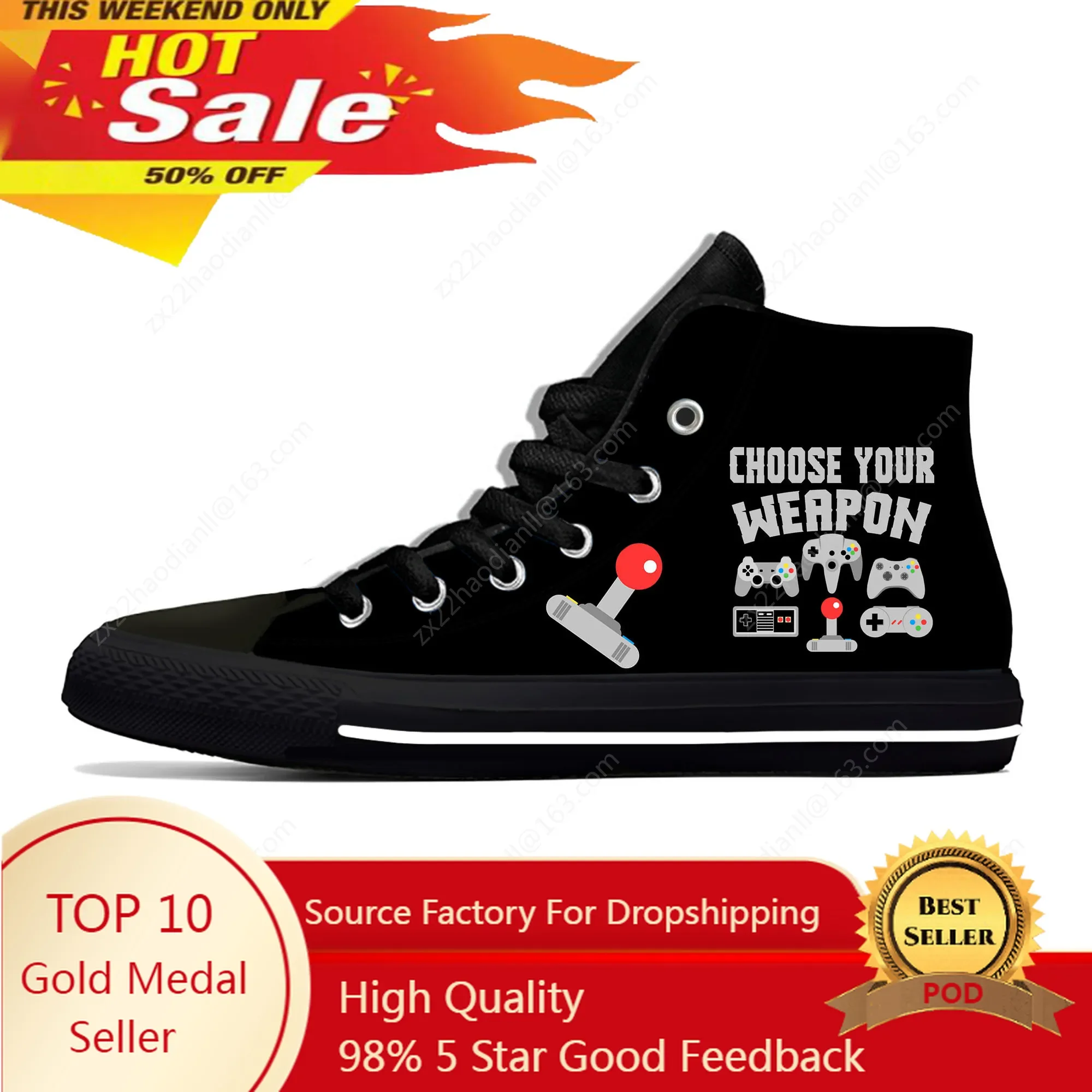 

Choose Your High Top Sneakers Mens Womens Teenager Casual Shoes Game Controller Canvas Shoes 3D Print Lightweight Shoe