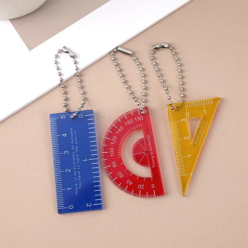 Palm-sized ruler pendant, cute cartoon acrylic ruler keychain, schoolbag charm, 5cm ruler schoolbag charm, 50pcs