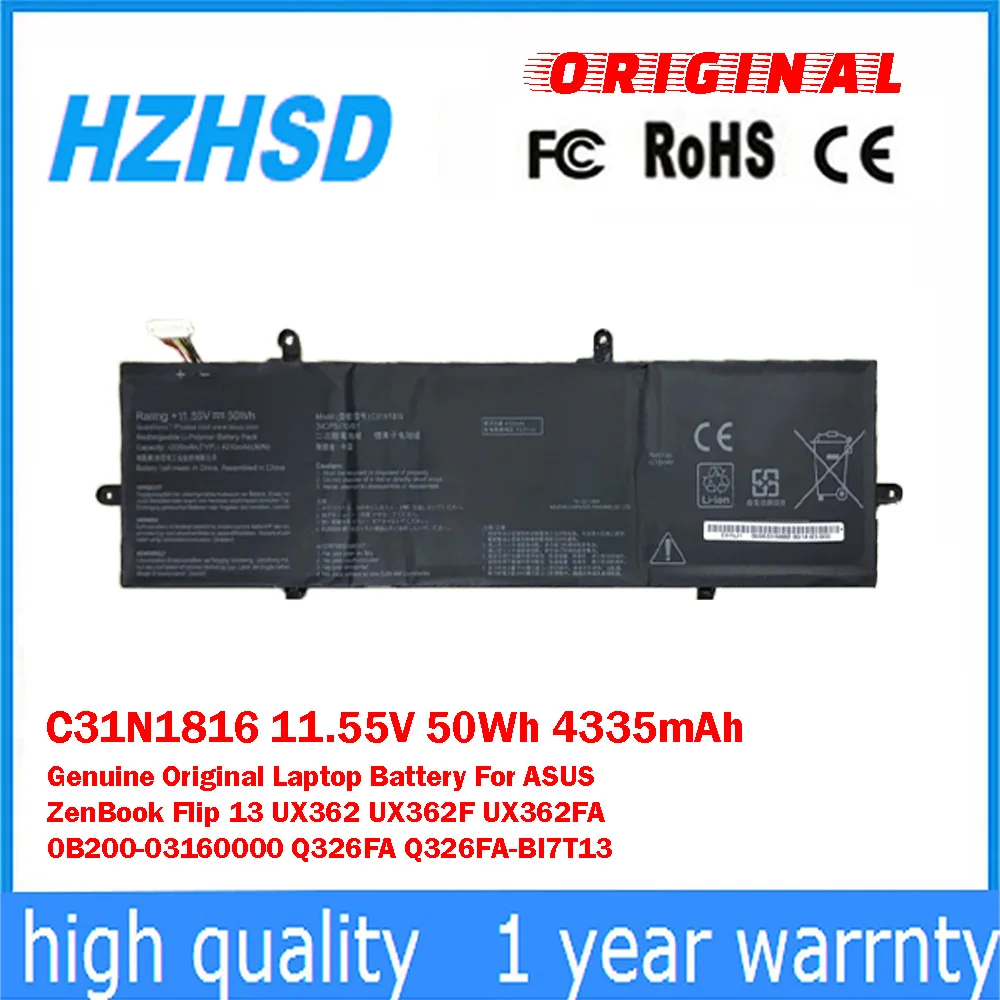 

C31N1816 11.55V 50Wh 4335mAh Genuine Original Laptop Battery For ASUS ZenBook Flip 13 UX362 UX362F UX362FA 0B200-03160000 Q326FA