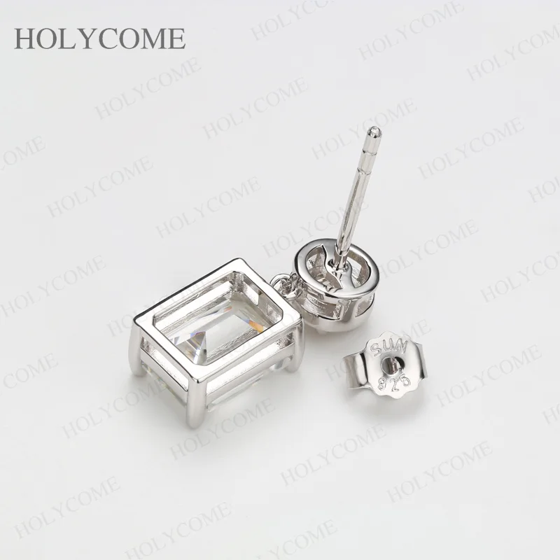 Moissanit-Ohrringe im runden Smaragdschliff, 2,2 ct/4,6 ct, Farbe D, 925er Sterlingsilber, einzigartiger gemischter Schliff, edler Schmuck, Geschenk für Frau – Detail 6
