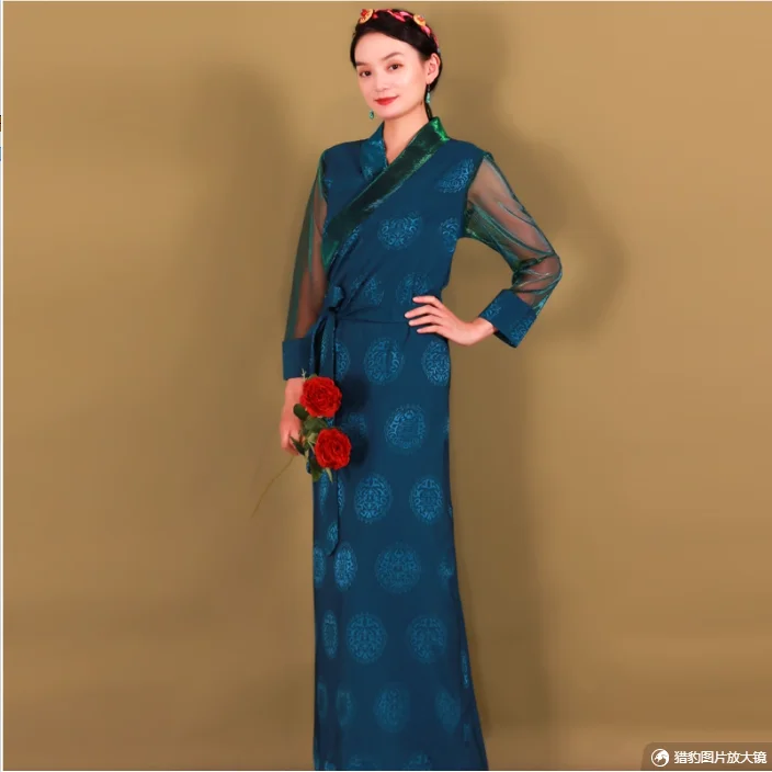 Chinese Tibetan Robe Women Festival Dress Guozhuang Spring Tradition