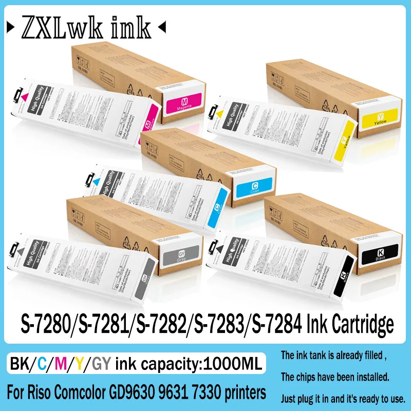 

For Riso S-7280 S-7281 S-7282 S-7283 S-7284 Ink Cartridge 7280 Compatible Riso Comcolor GD9630 GD9631 GD7330 Printer with Chip