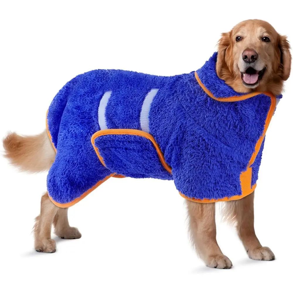 

Банный халат BienDog, быстросохнущий, супервпитывающий, для собак после купания, теплое полотенце для собак, принадлежности для купания собак, синий, размер XL