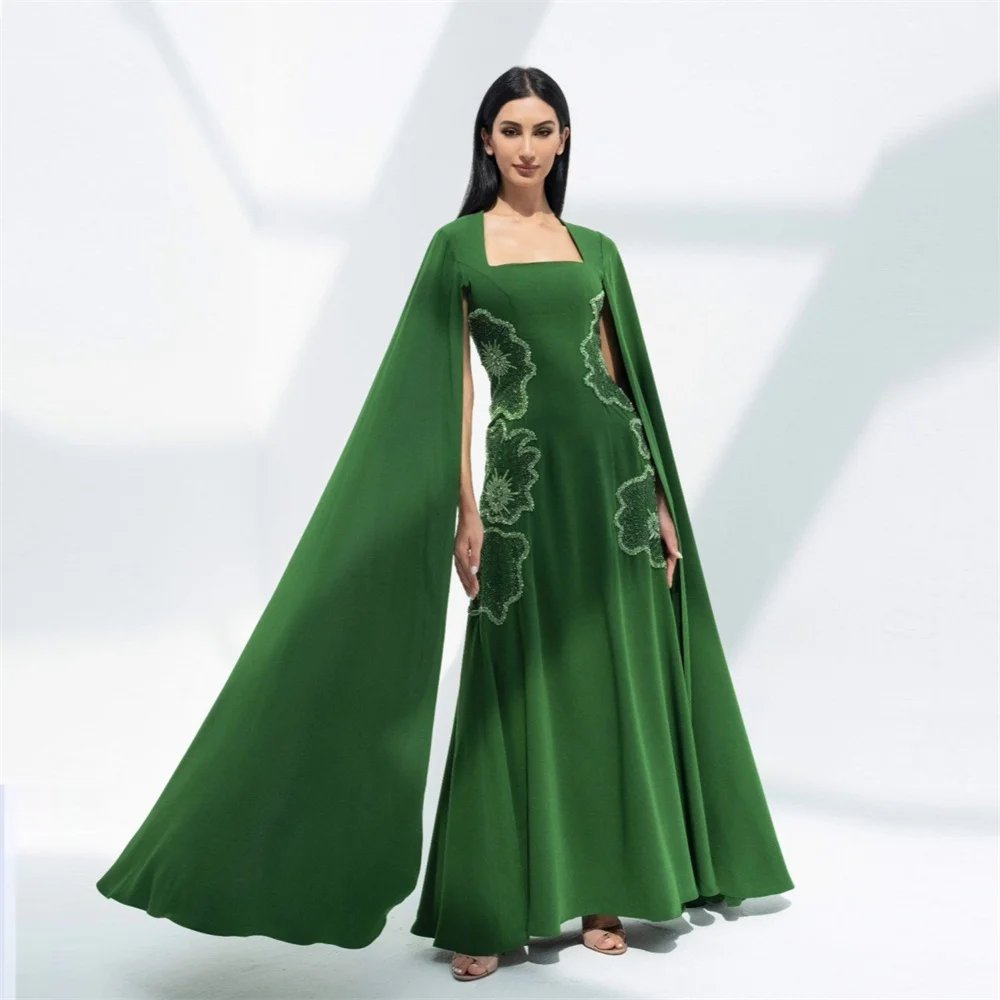 

Prom Dress Saudi Arabia Evening Dearin Square Collar A-line Floor Length Skirts Draped Bead Contoured Bespoke Occasion Dresses F