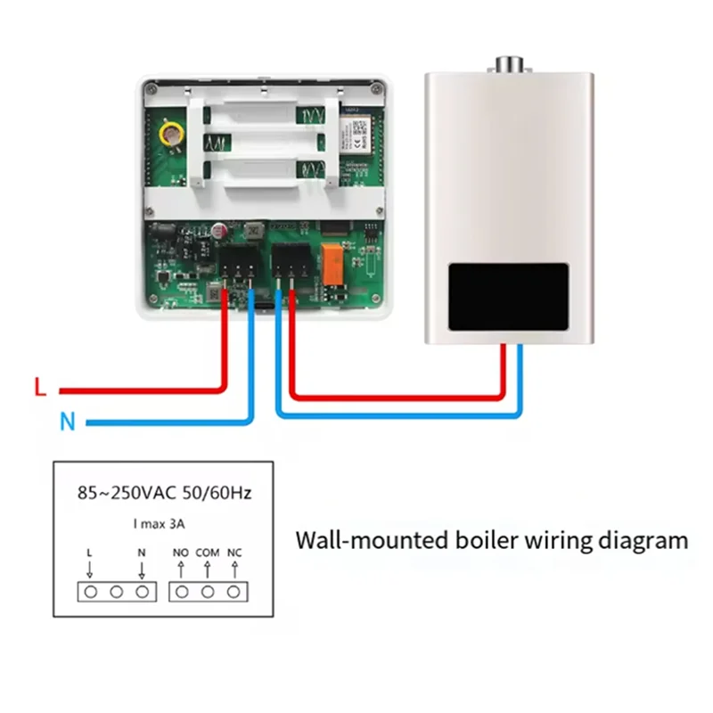 B04C-배터리 구동 Tuya 가스 보일러용 스마트 Wifi 온도 조절기는 Alexa 및 Google 홈과 함께 작동합니다.