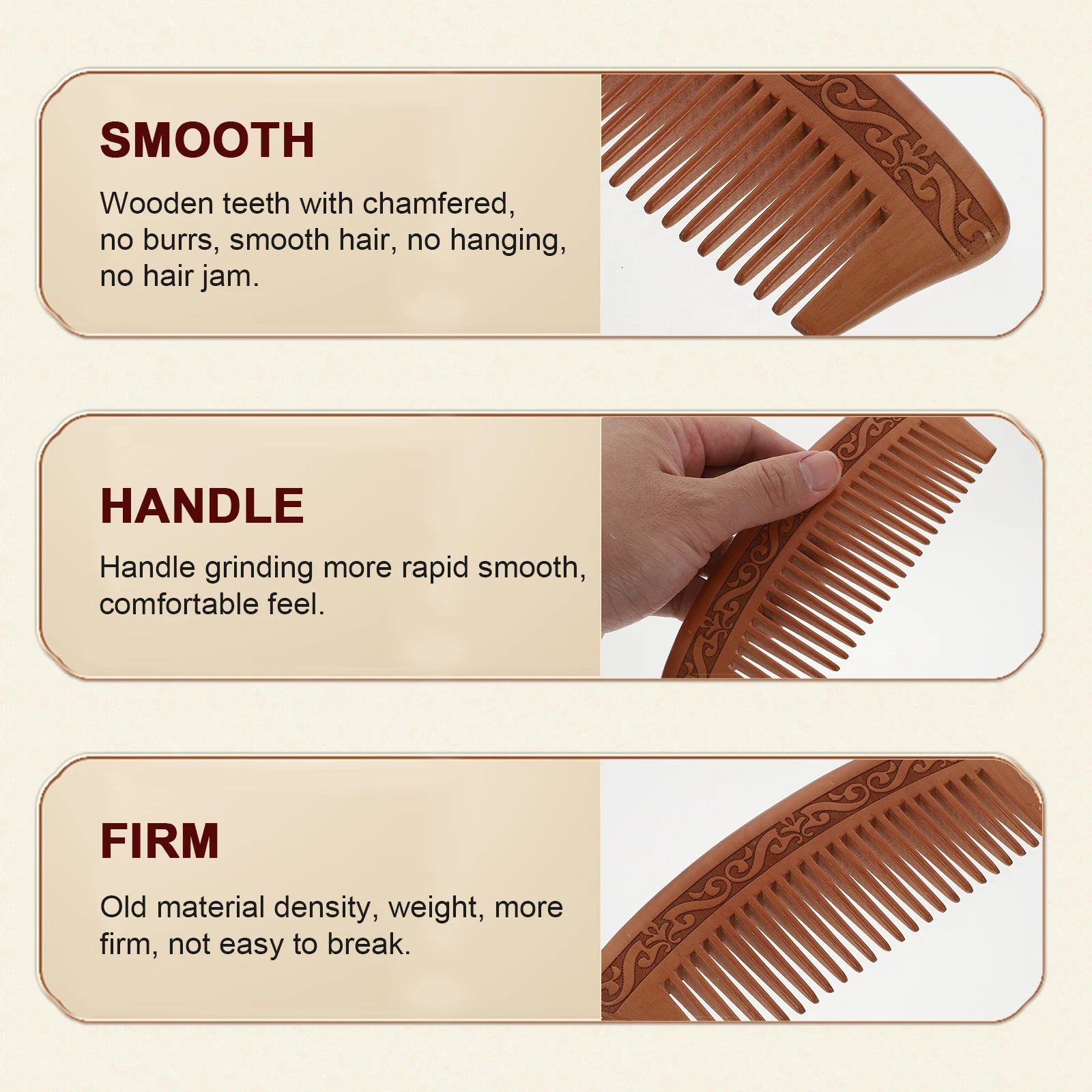 

3Pcs Massaging Combs for Adults Premium Wood Hair Comb Anti- Detangling Tool with Smooth Finish Ideal for Home Or Travel