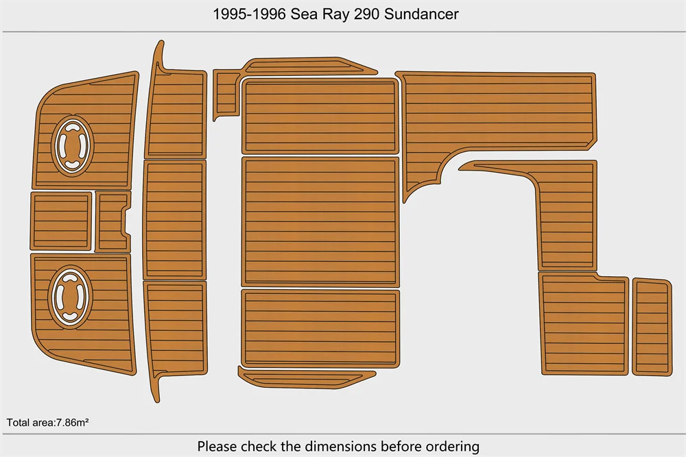 Eva foam Fuax teak seadek marine floor For 1995-1996 Sea Ray 290 Sundancer Cockpit Swim Platform 1/4