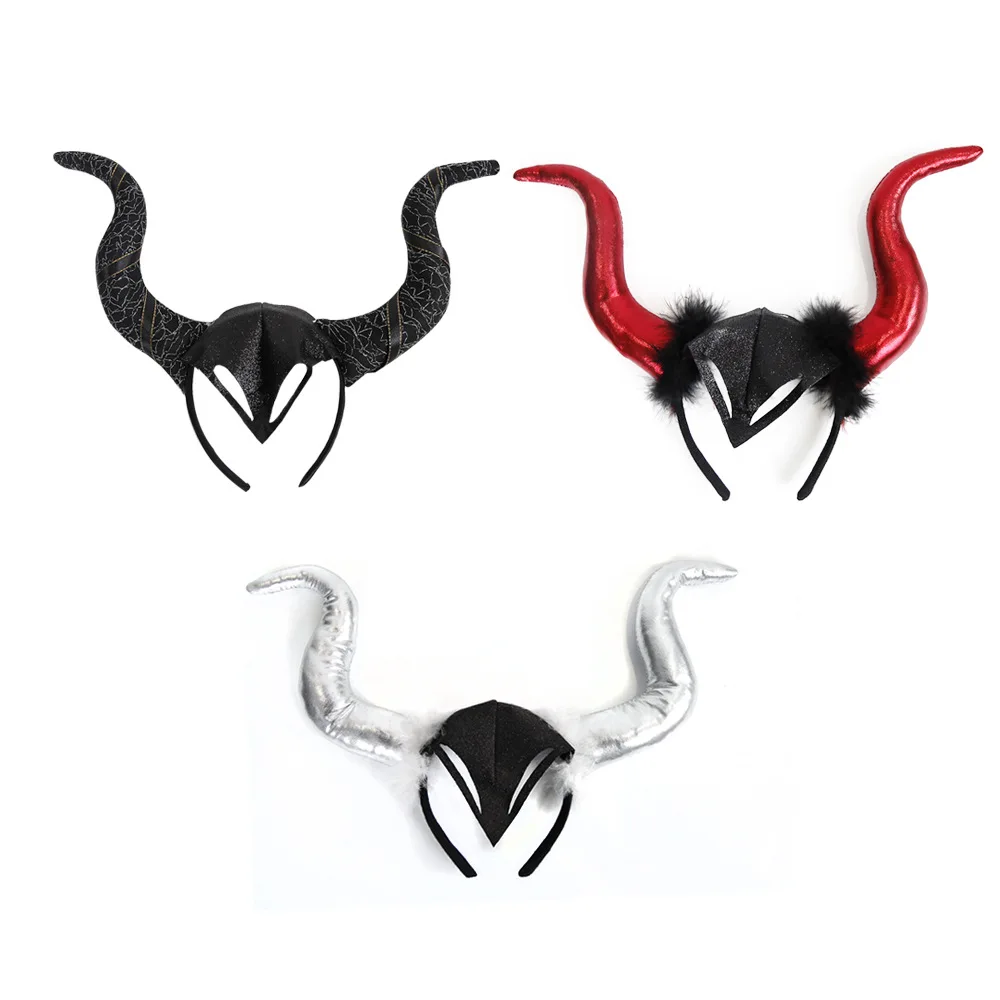 Halloween Decoration,Horror Devil Horns,Black,Red,Devil Decorative Headband,Halloween Photo Props