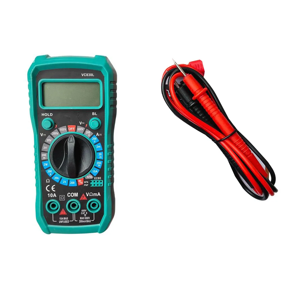 Digital Multimeter VC830L Auto Ranging LCD Tester for AC DC Voltage up to 700V Current up to 20A Resistance Temp Cap