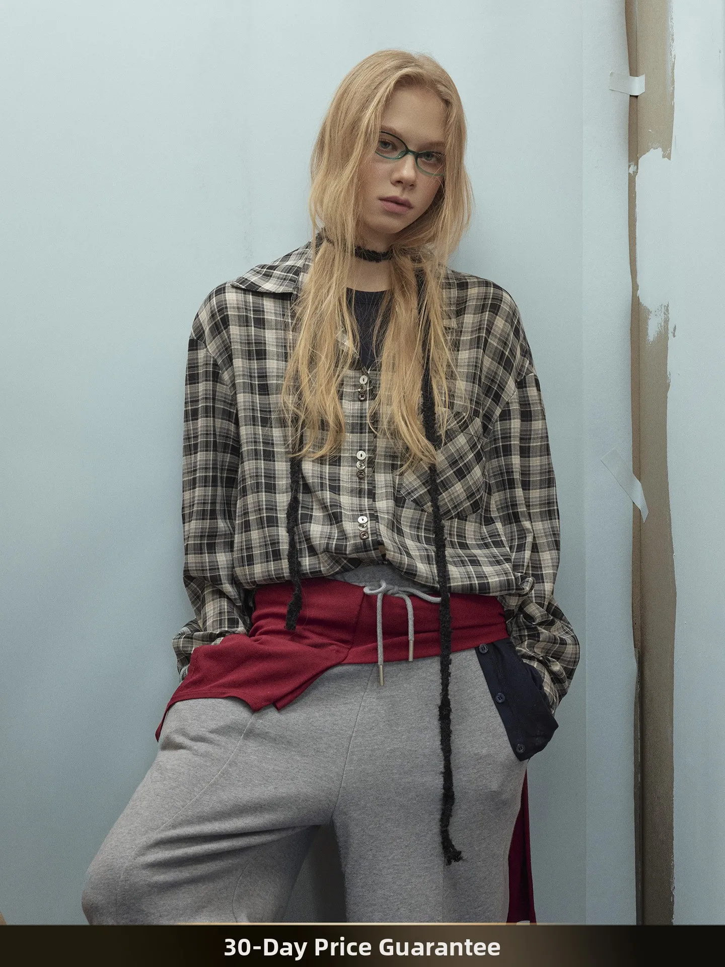 

Retro Color Blo Plaid Tee Button Casual irt Autumn Leisure Couples Outerwear Cotton Polyester Long Sve Breathable