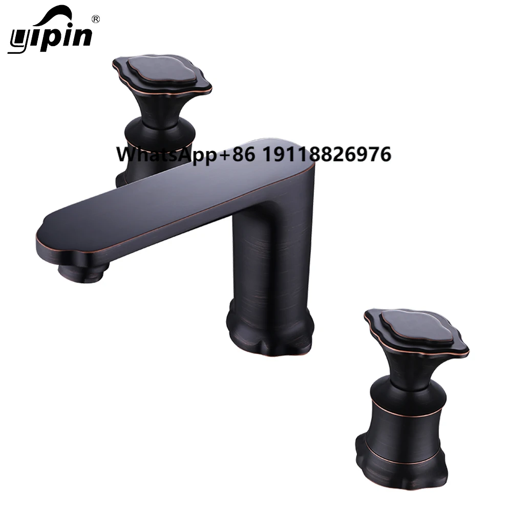 

Yipin European Style Double Handle ORB/silver/gold/white/rose Gold 3 Holes Bathroom Basin Faucet
