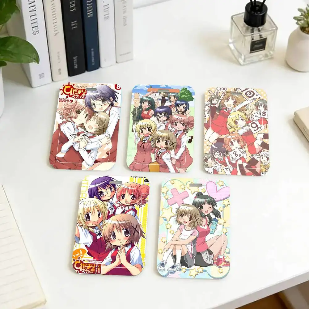 1pc Hidamari Sketch ID Card Sleeve School Card Access ID Card Bus Meal Card Protective Sleeve Easy Push