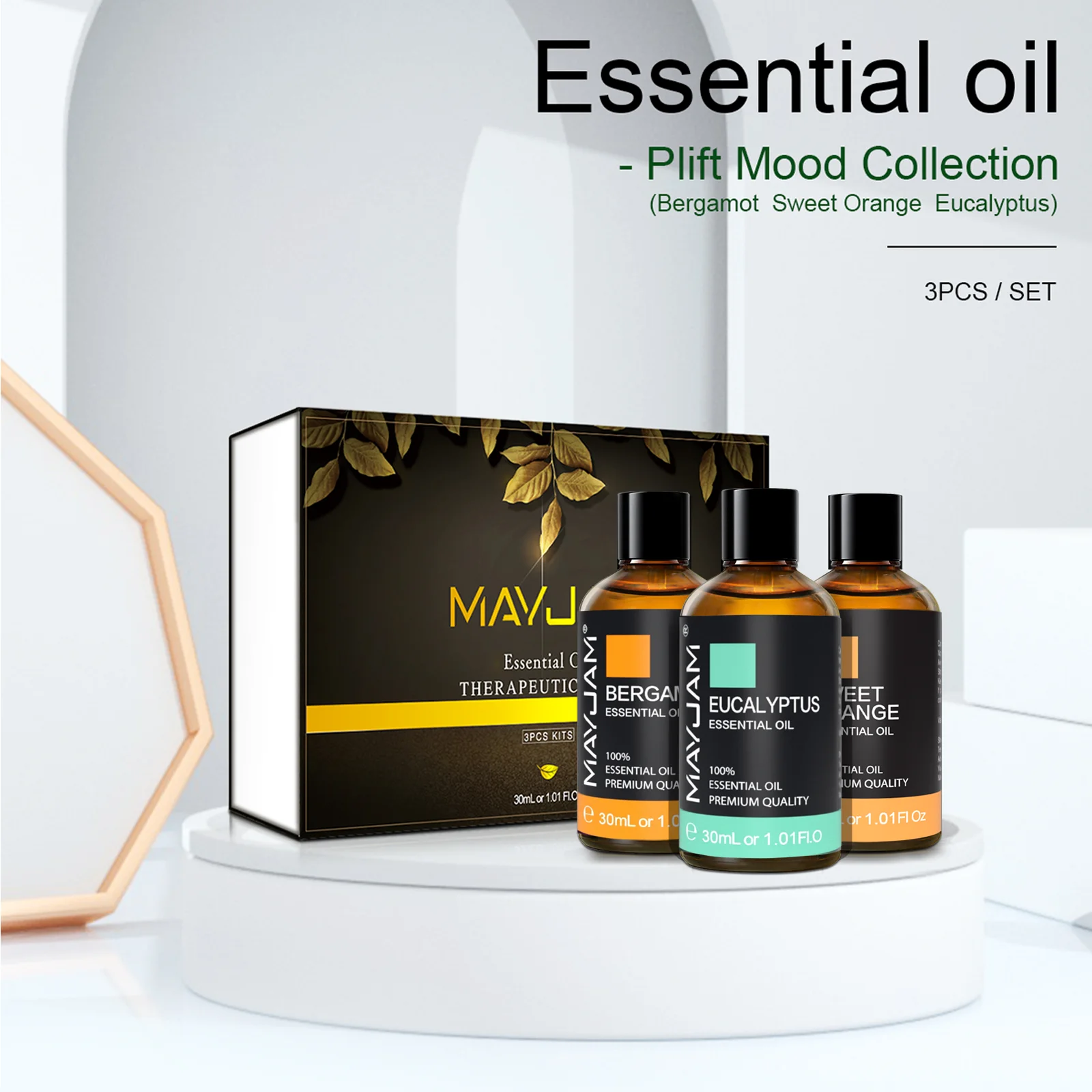 

MAYJAM 3 шт./набор эфирные масла 30 мл эвкалипт сладкий оранжевый бергамот ароматическое масло для диффузора