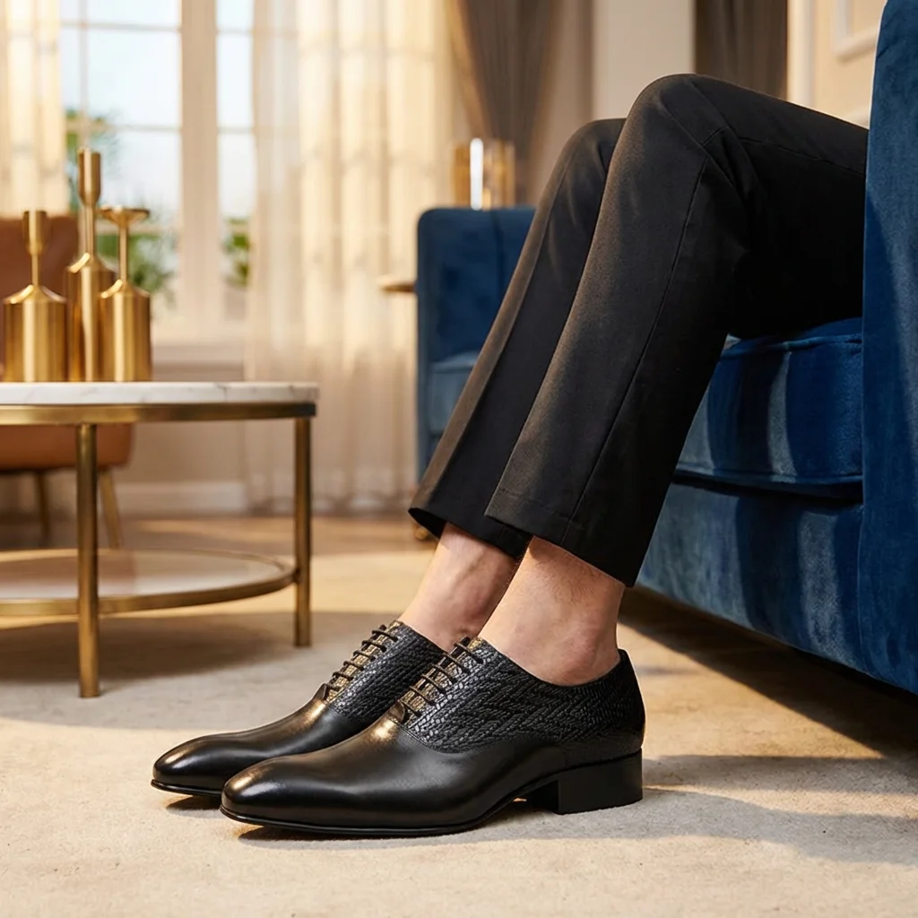 Formal Dress Men Shoes Elegant Black Business Office Customized Italian Style Leather Wedding Fashion Shoes High Grade Footwear