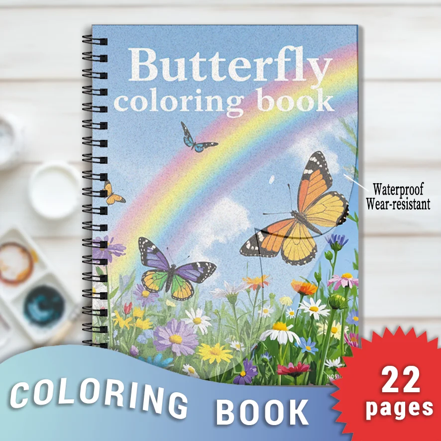 Flowers and Butterflies Adult Coloring Book - 8.3x11.2 inch stress relief coloring book 22 art therapy illustrations to relieve