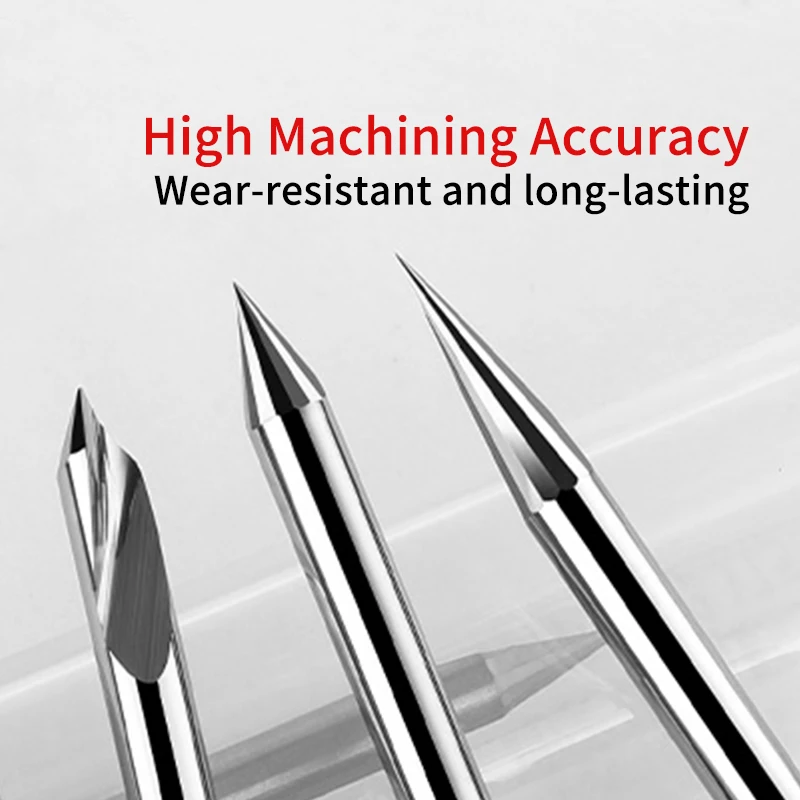 Chowmaster PCB Engraving Bit 3.175mm Shank V Shape Carving Bits 10-90 Degrees Carbide Router Bit Tipped 0.1mm 3D Milling Cutter
