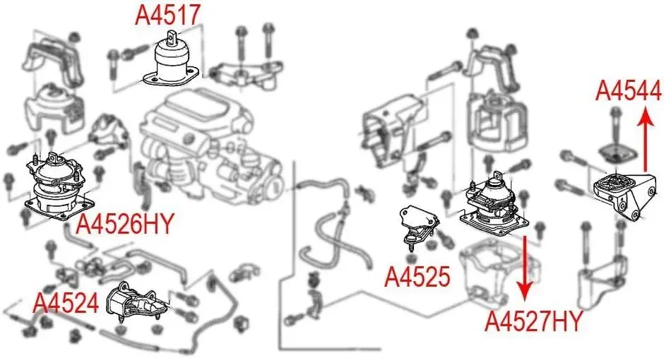 50850-SDA-A00 50860-SDA-A02 6pcs High quality Engine Motor & Transmission Mount Set For 2003-2007 Honda Accord 2.4L 3.0L EM-1042