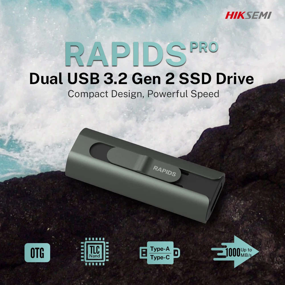 HIKSEMI Rapids Pro 듀얼 USB 플래시 드라이브, 모바일 노트북 PC용 고속 솔리드 스테이트, C타입 OTG, 128GB, 256GB, 1TB, 512GB, USB3.2