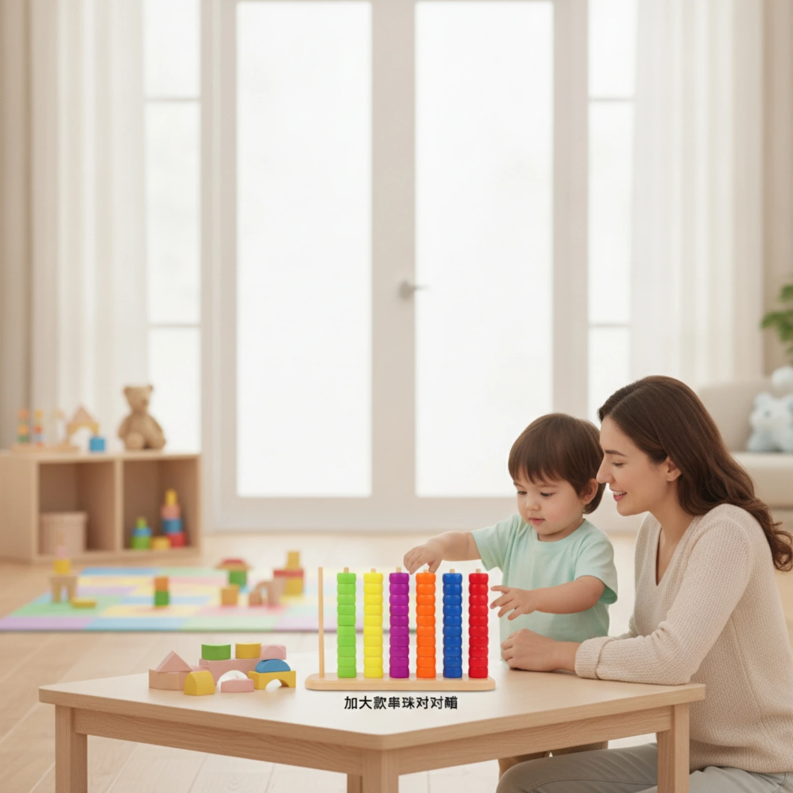 Wooden Peg Board with Beads Preschool Color Matching Toy Bead Sorting Toy Colorful Wooden Peg Board Counting for Toddlers