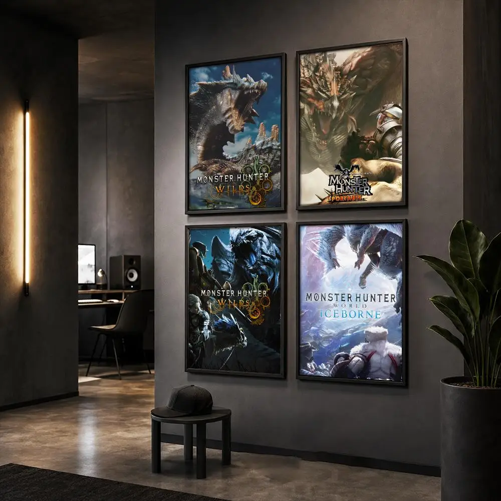 Action Fantasy Video Game M-Monster Hunter Poster Wall Art Print Sticker for Bedroom Living Room Dorm Office Modern Home Decor