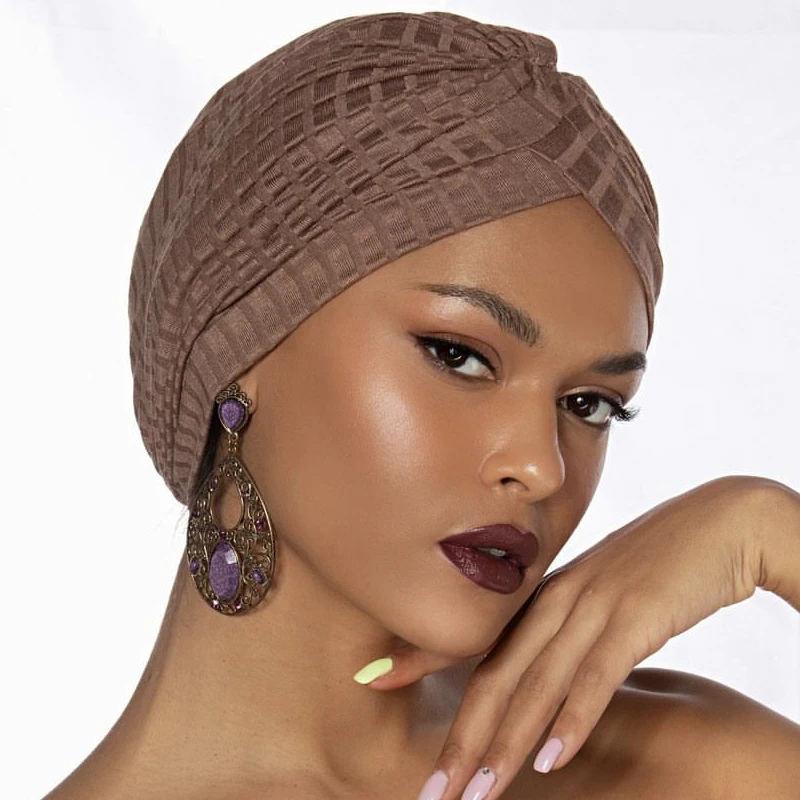 2022 Mới Thoáng Khí Màu Trơn Nữ Băng Đô Cài Tóc Turban Gọng Mũ Hồi Giáo Khăn Trùm Đầu Bonnet Femme Sẵn Sàng Mặc Hijab Nắp Turbante Mujer