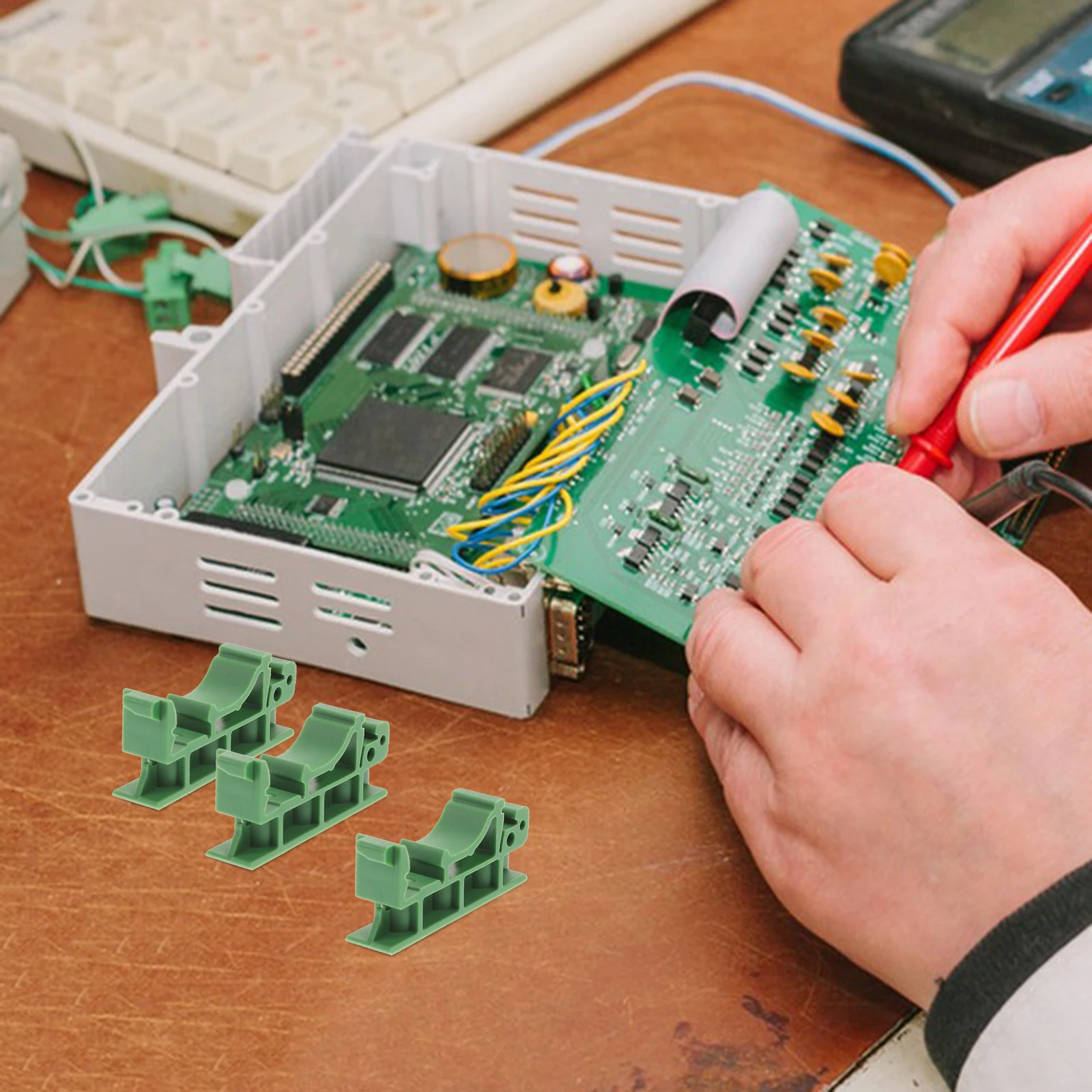 

20Pcs Din Rail Mounting Bracket Rugged Pcb Holder for Industrial Electronics Easy Install with Mounting Screws