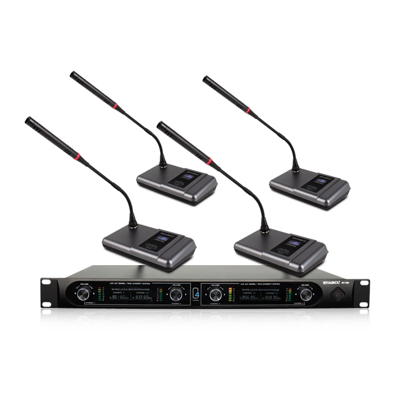 ENPING STABCL Audio Meeting Room Using UHF 4 Channels Desktop Wireless Conference Gooseneck Microphone