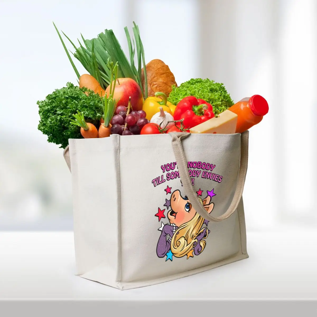 Miss Puppet Character Piggy Love You Tote Bag handbag Women's handbag woman shopping bag Lady bag